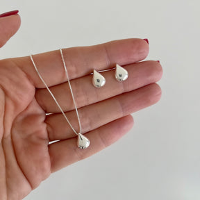 Conjunto de Prata 925 Gota Lisa Pequena