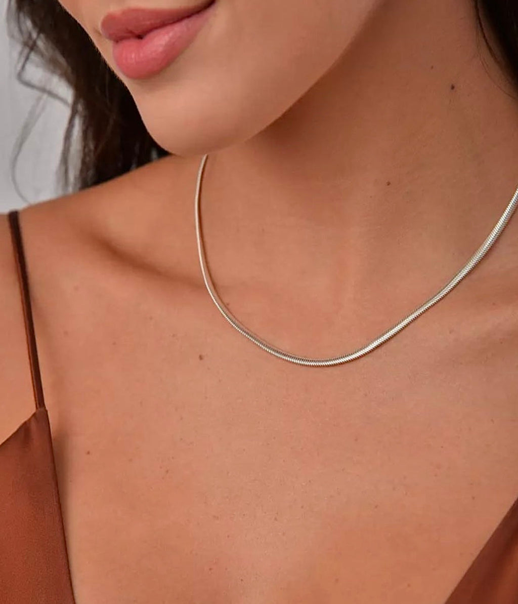 Corrente de Prata Snake Fina - 45 cm