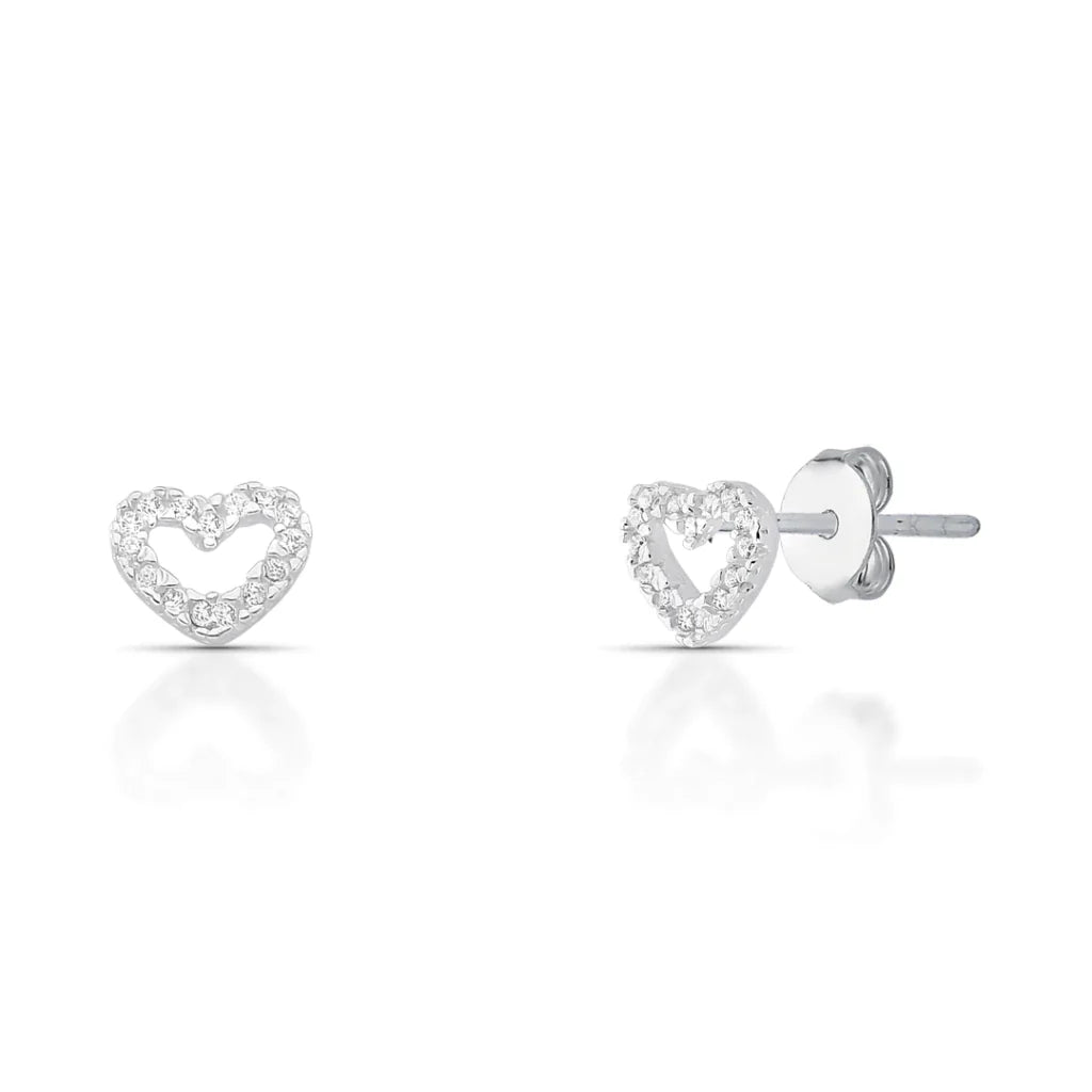 Brinco Coração Vazado Cravejado