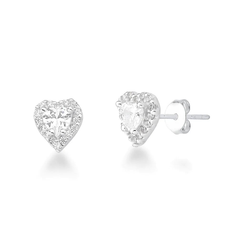 Brinco Ponto de Luz Coração Cravejado