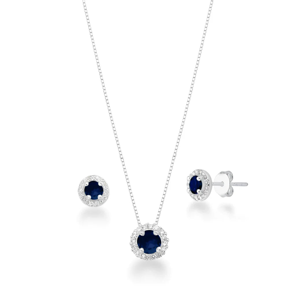 Conjunto Circulo Cravejado de Prata