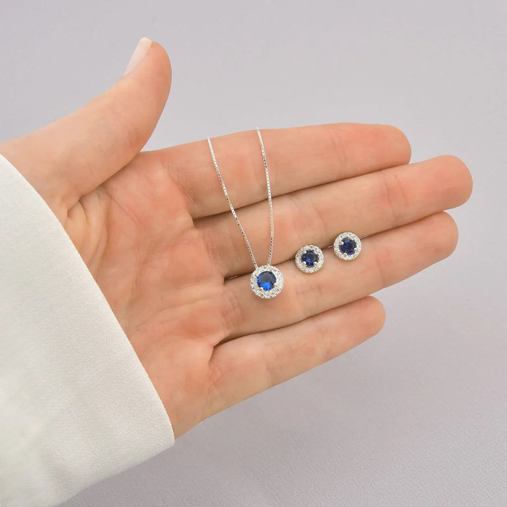 Conjunto Circulo Cravejado de Prata