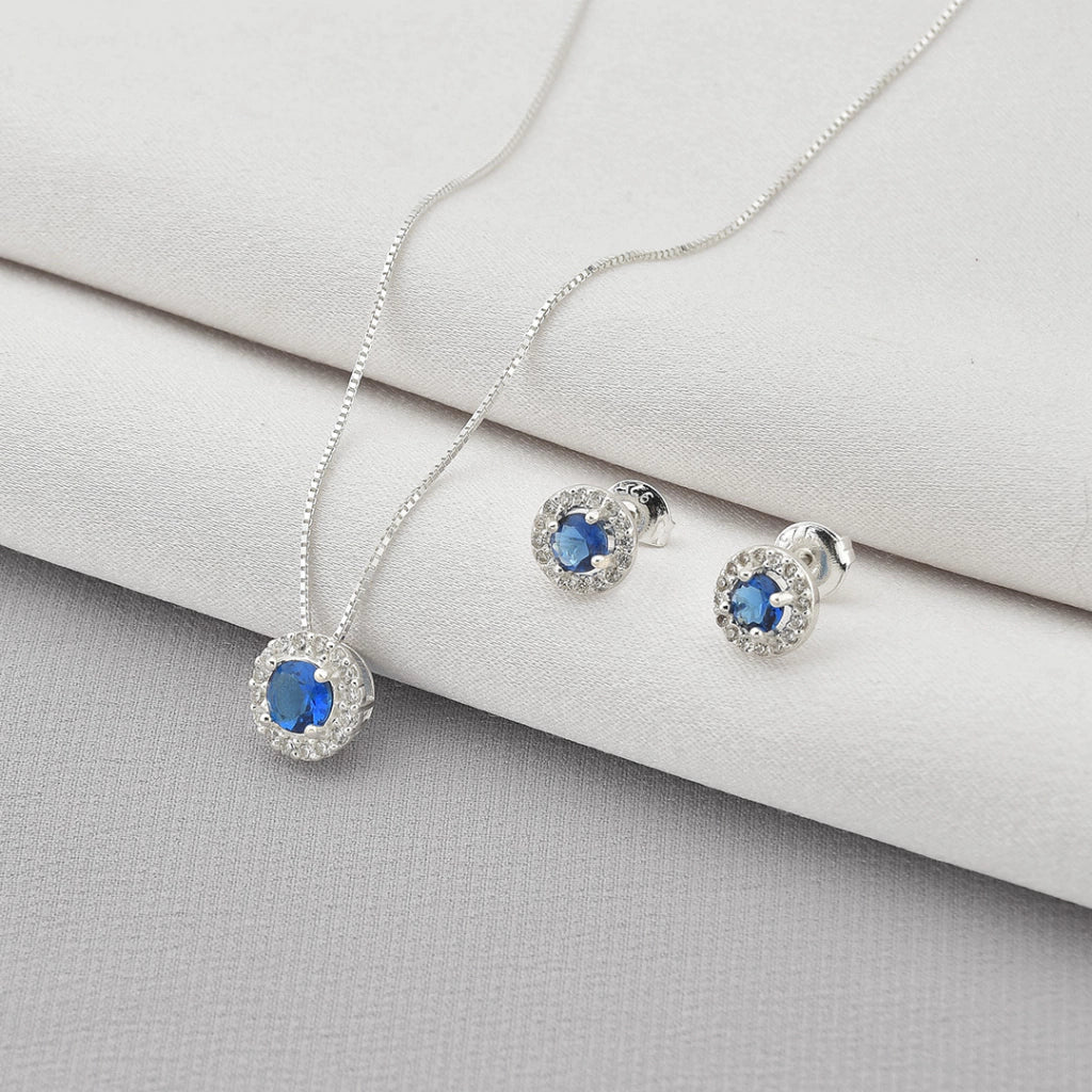 Conjunto Circulo Cravejado de Prata