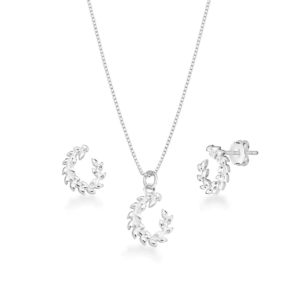 Conjunto Circulo Raminho de Prata