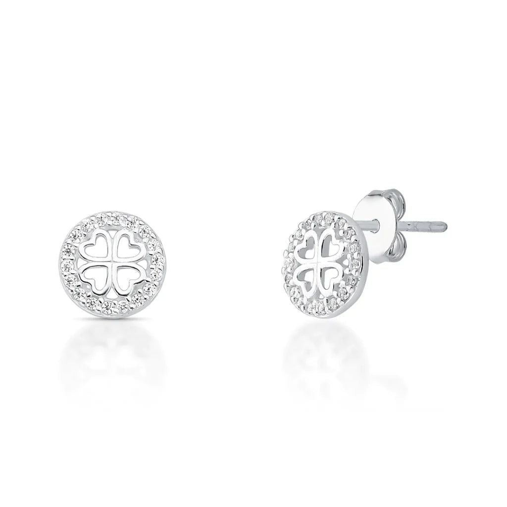 Brinco Círculo Cravejado Trevo