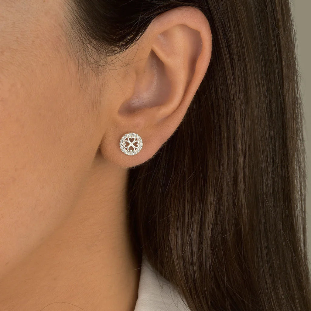 Brinco Círculo Cravejado Trevo