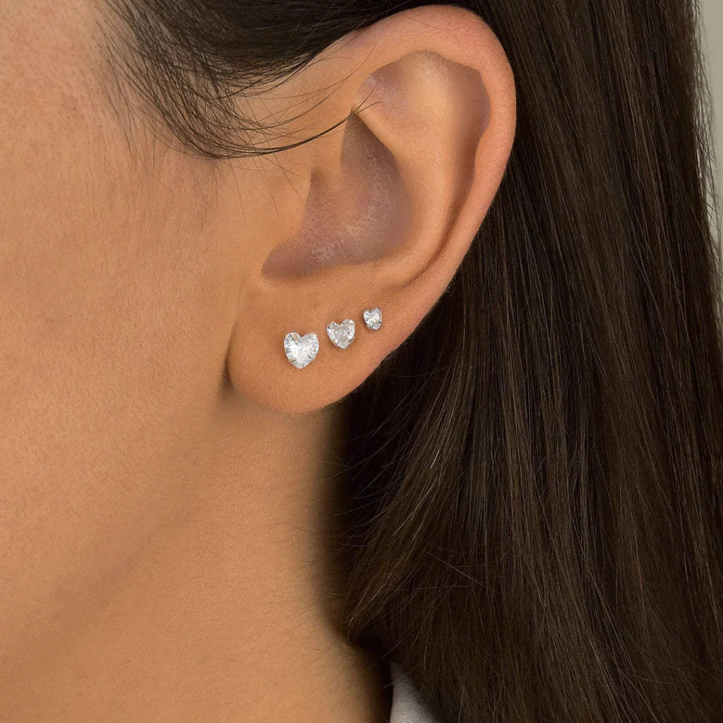 Trio de Brinco Ponto de Luz coração