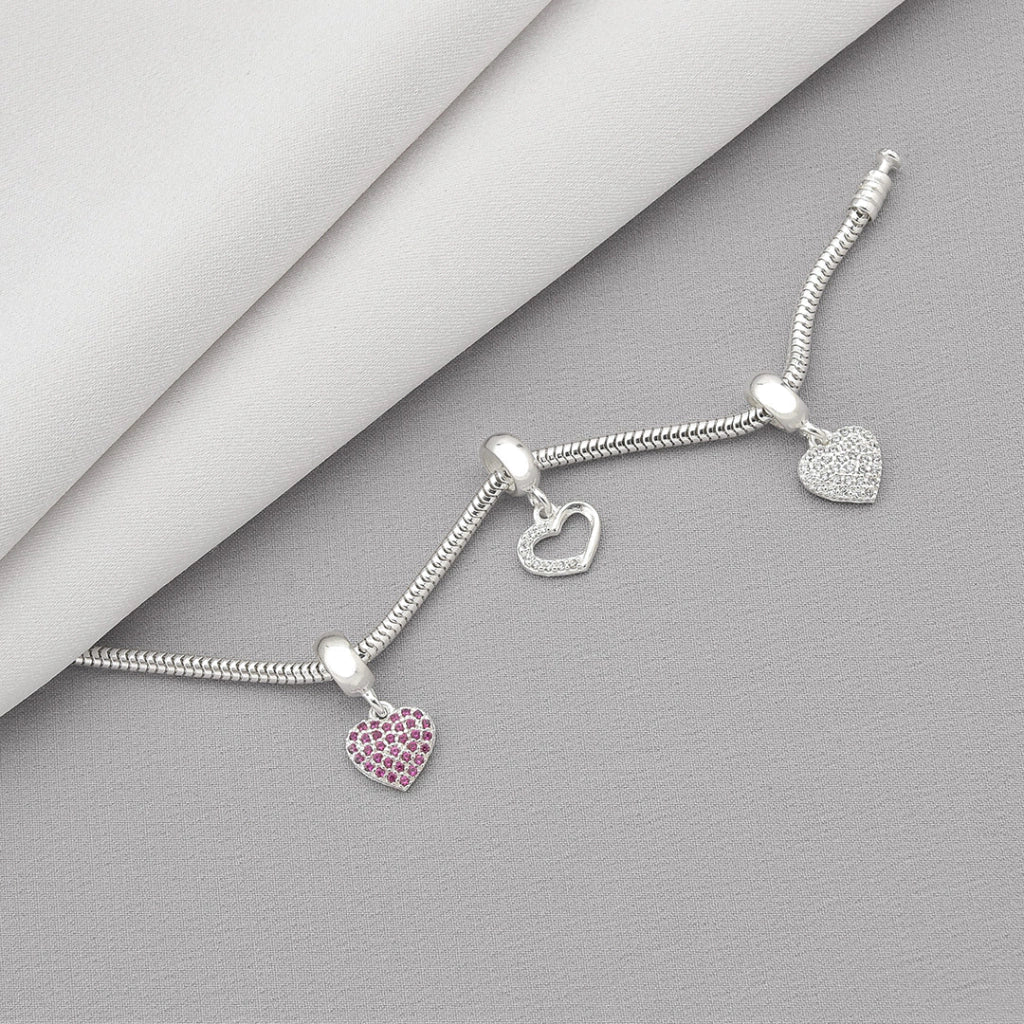 Berloque Coração Meio-Cravejado