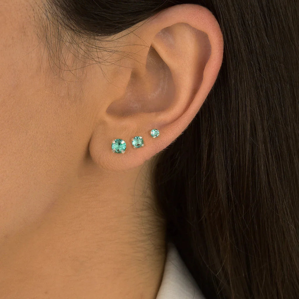 Trio de Brinco Ponto de Luz Redondo turmalina