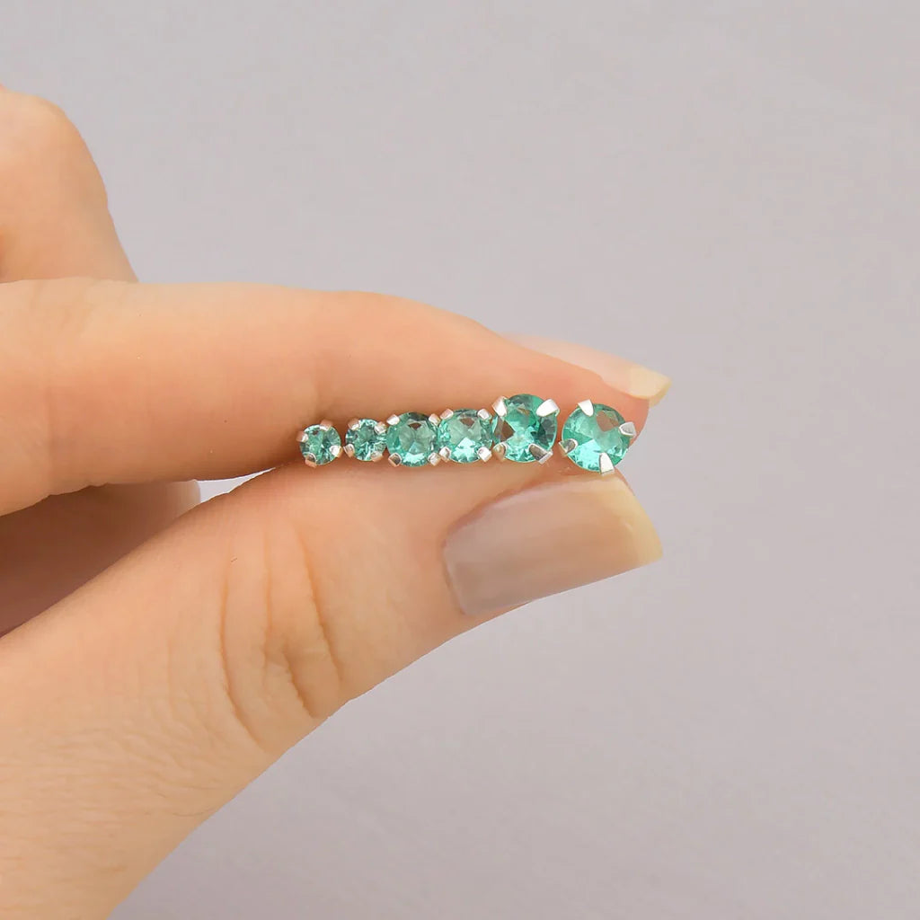 Trio de Brinco Ponto de Luz Redondo turmalina