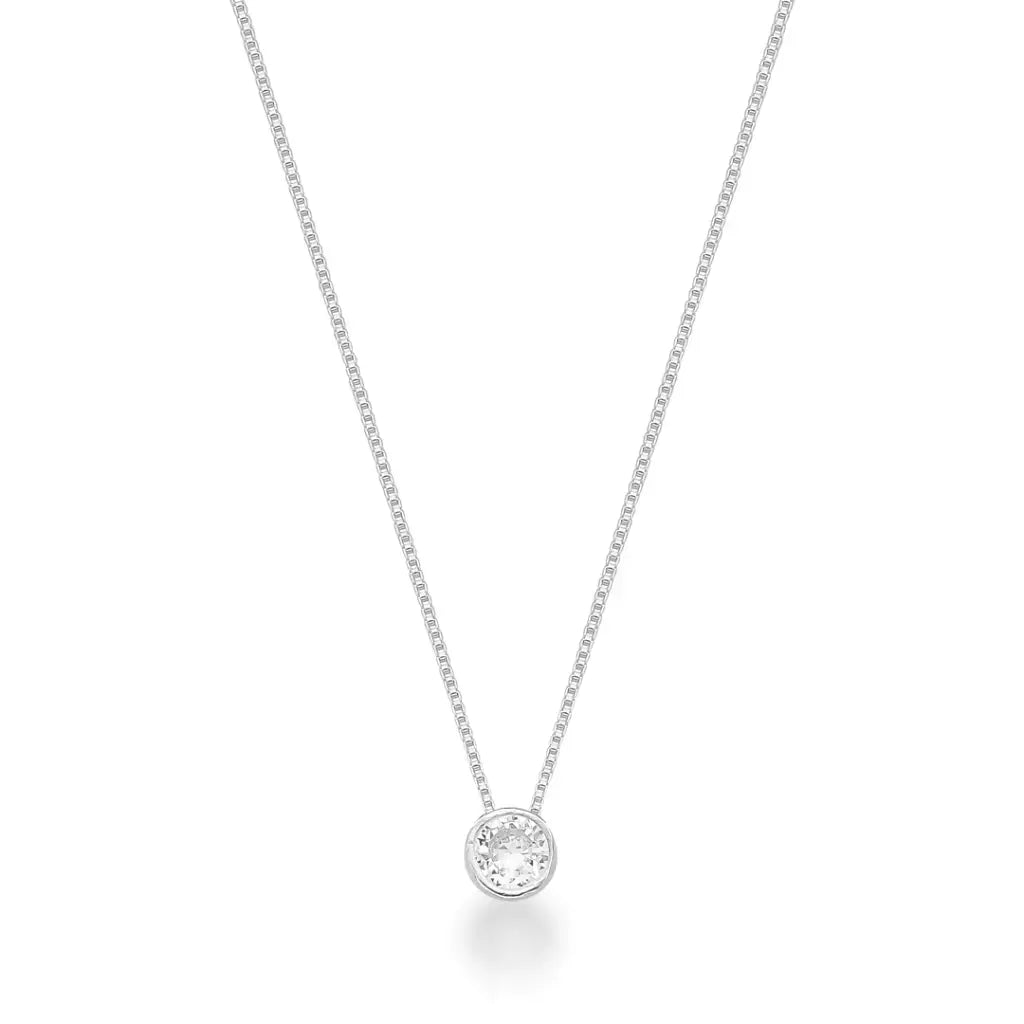 Colar Ponto de Luz Caixa Prata 925