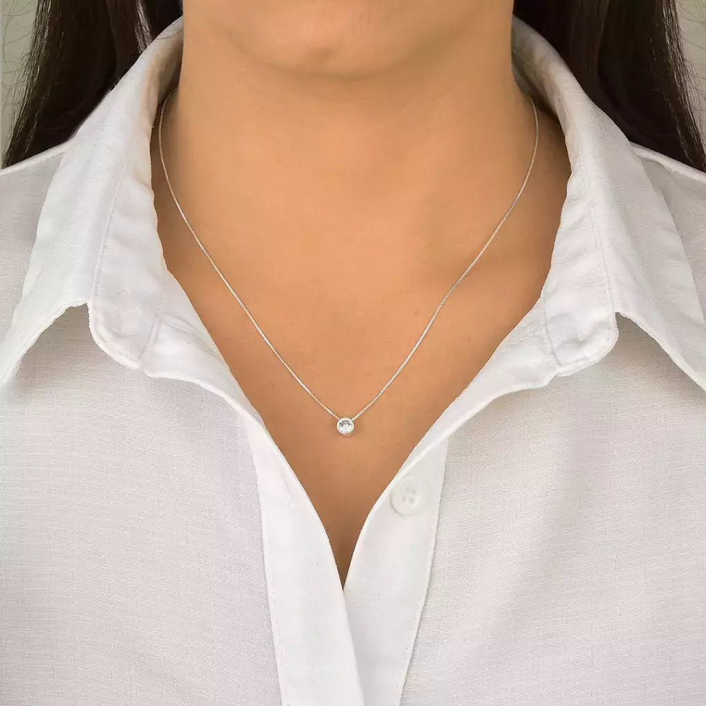 Colar Ponto de Luz Caixa Prata 925