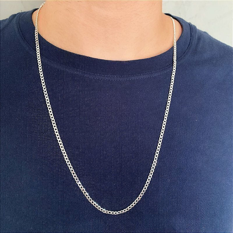 Corrente Masculina de Prata 925 Elos Grumet 2.5mm 70cm