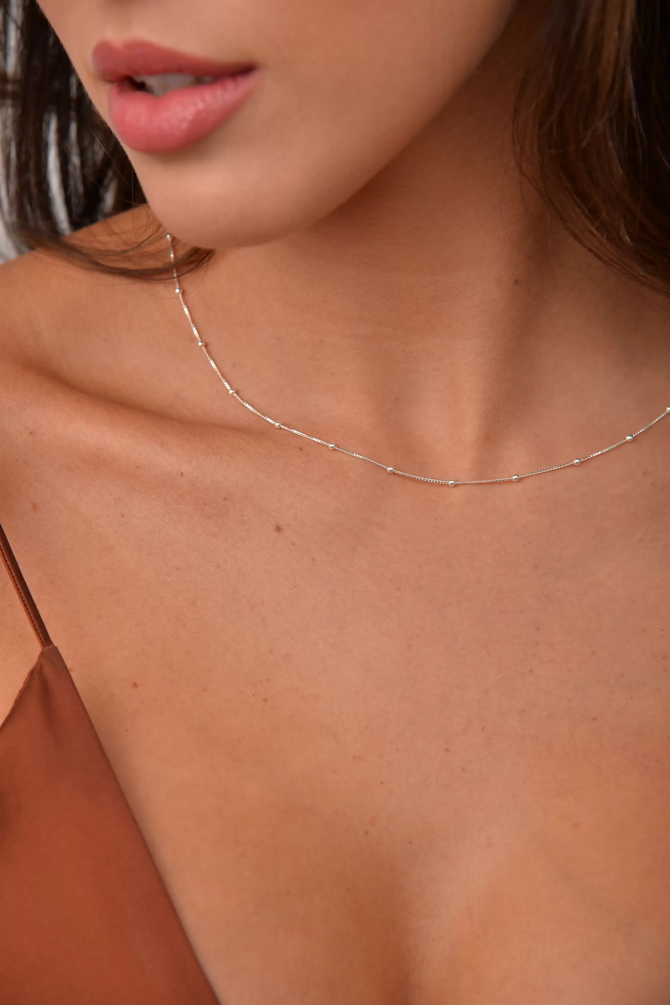 Colar de Prata 925 Veneziana com Bolinha v12 - 45 cm