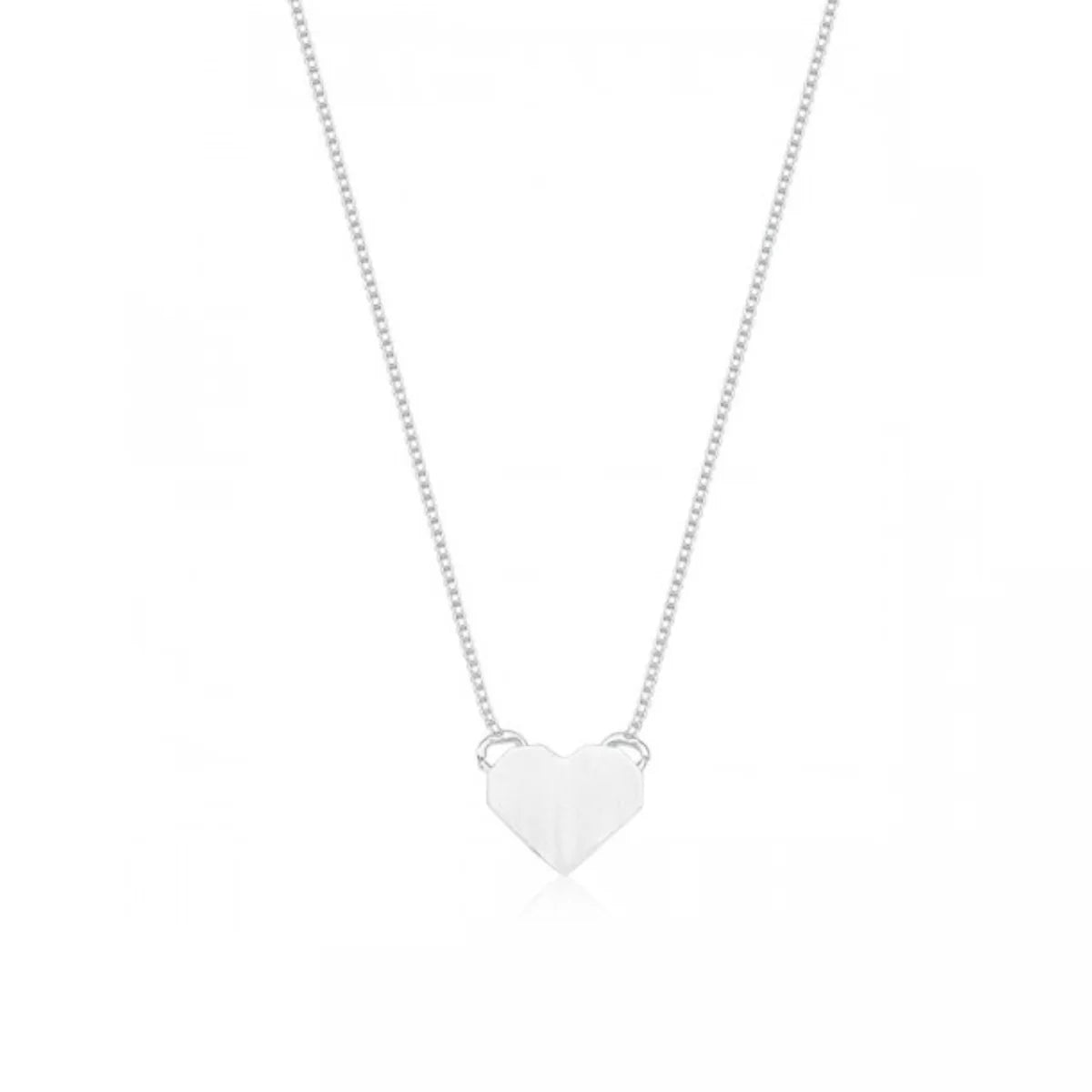 Colar de Prata 925 Coração Dobradura Minimalista