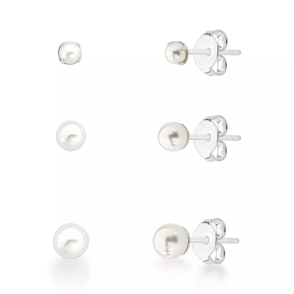 Trio Brinco de Prata 925 Pérola