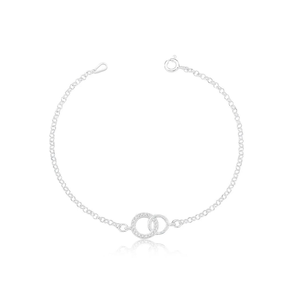 Pulseira de Prata 925 Círculo Duplo Cravejado