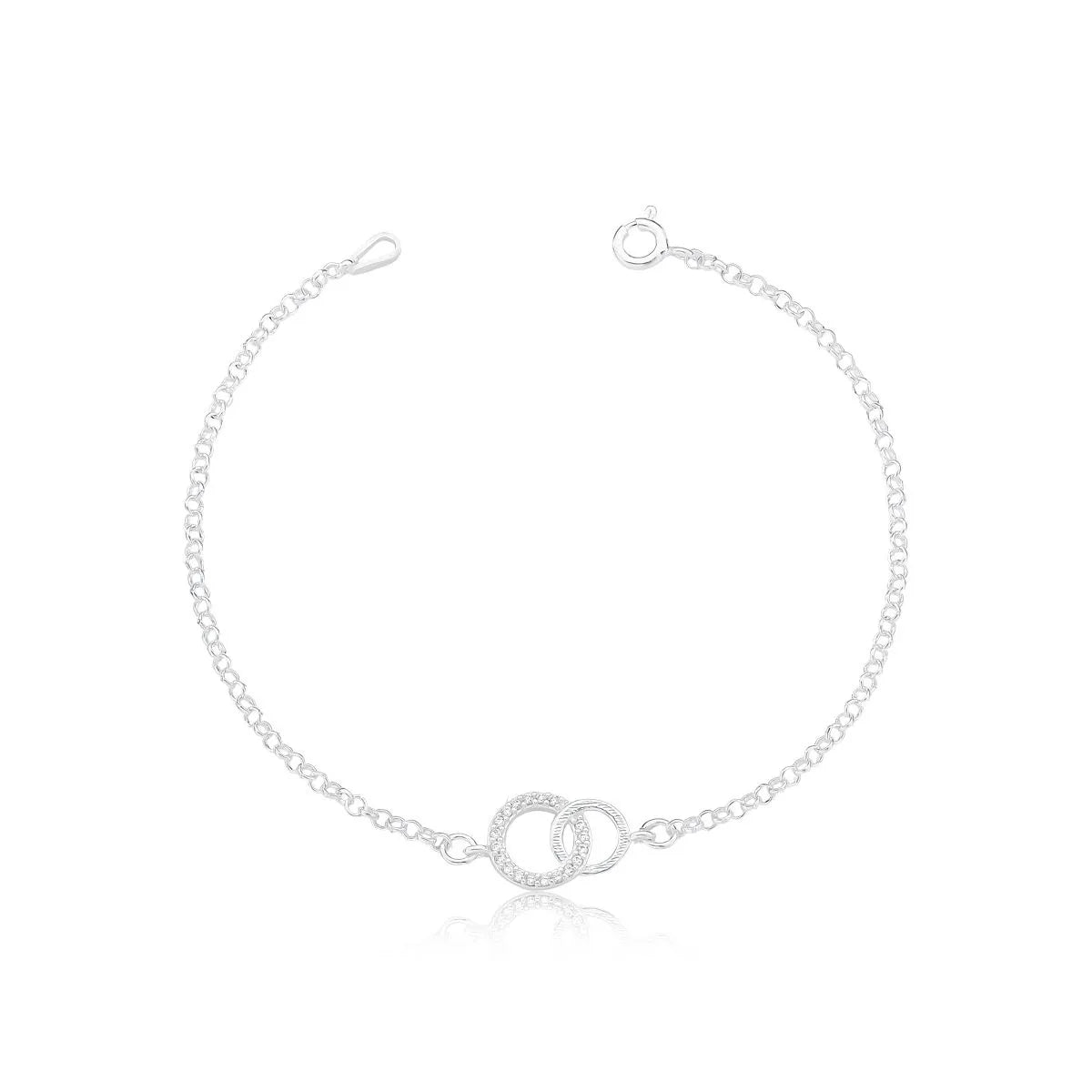 Pulseira de Prata 925 Círculo Duplo Cravejado