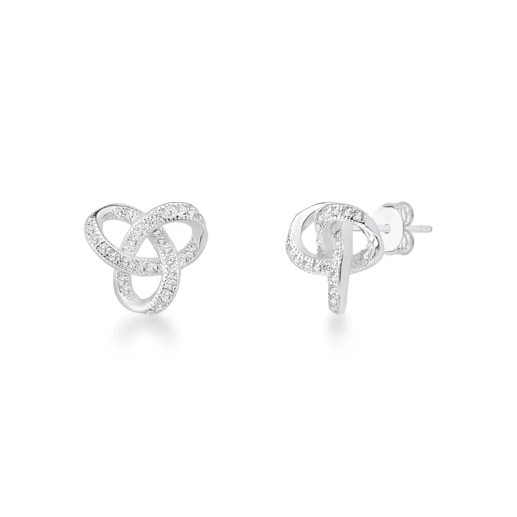 Brinco de Prata 925 Nó Cravejado