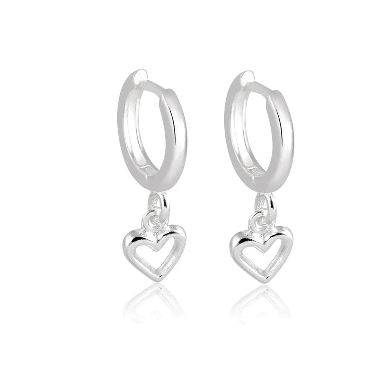 Brinco Argola de Prata 925 com Coração