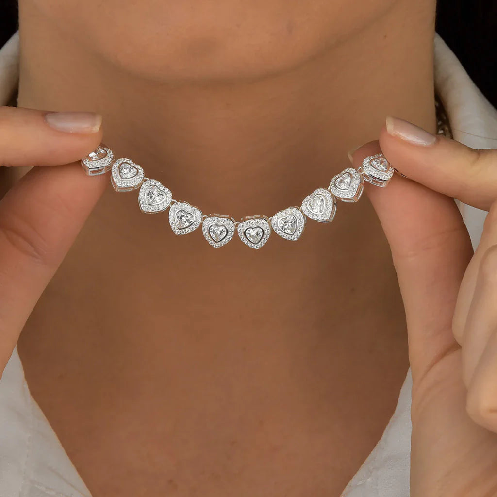 Choker Riviera Corações Cristal